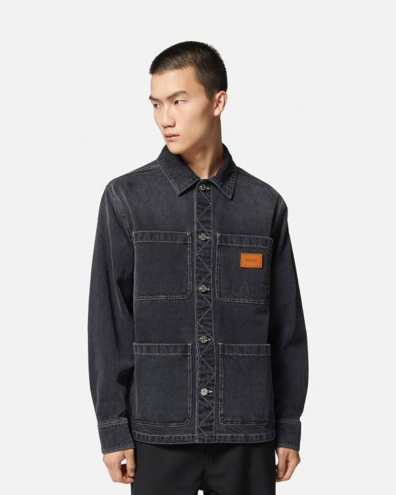 pelēks apģērbs Versace 806B1324 vīriešiem džinsa virskrekls ar logotipu