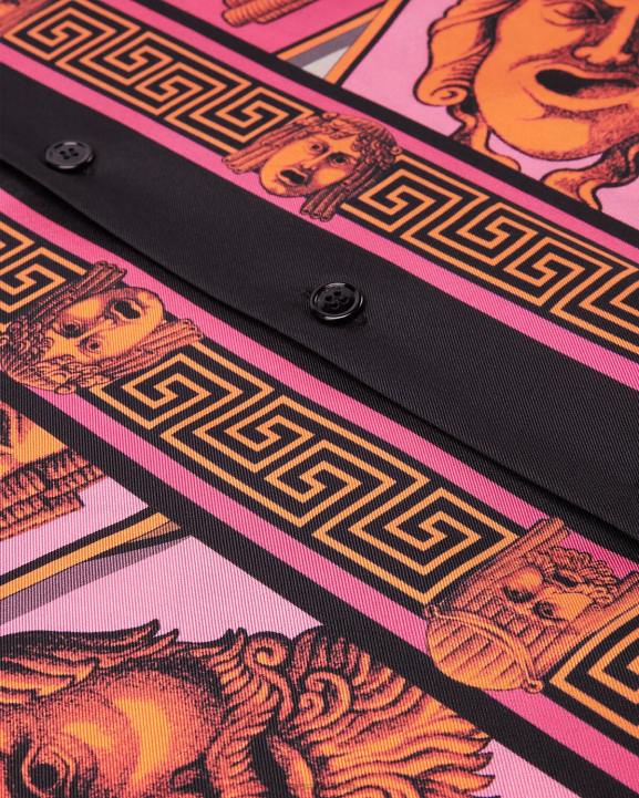 rozā un apdruka apģērbs Versace 806B1307 vīriešiem le maschere zīda krekls