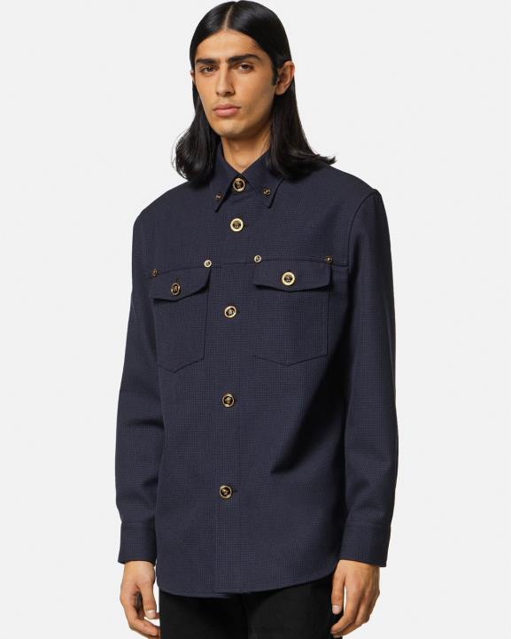 zils apģērbs Versace 806B1322 vīriešiem medūzas houndstooth virskrekls