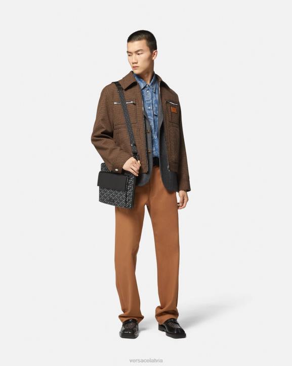 zils un apdrukāts apģērbs Versace 806B1299 vīriešiem barocco žakarda džinsa virskrekls