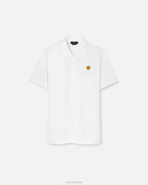 balts apģērbs Versace 806B1372 vīriešiem medusa polo krekls ar īsām piedurknēm