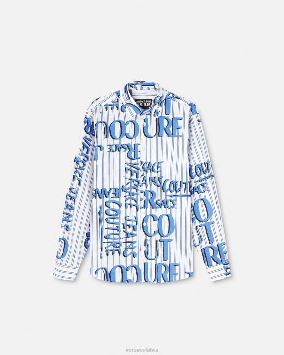 balts apģērbs Versace 806B2374 vīriešiem krekls ar logotipu ar logotipu