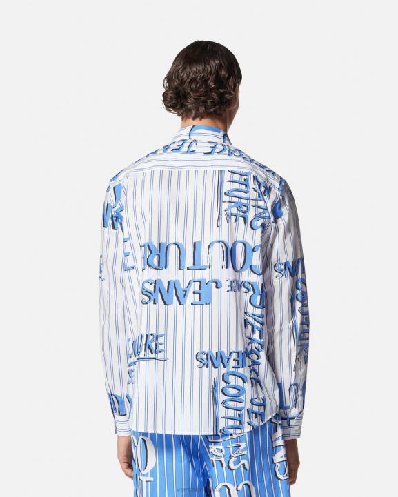 balts apģērbs Versace 806B2374 vīriešiem krekls ar logotipu ar logotipu