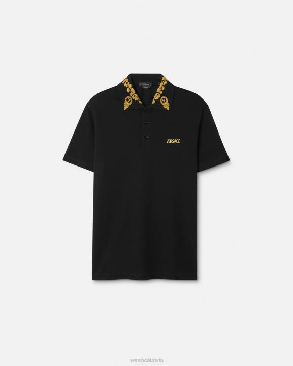 melns apģērbs Versace 806B1389 vīriešiem maschera baroka polo krekls