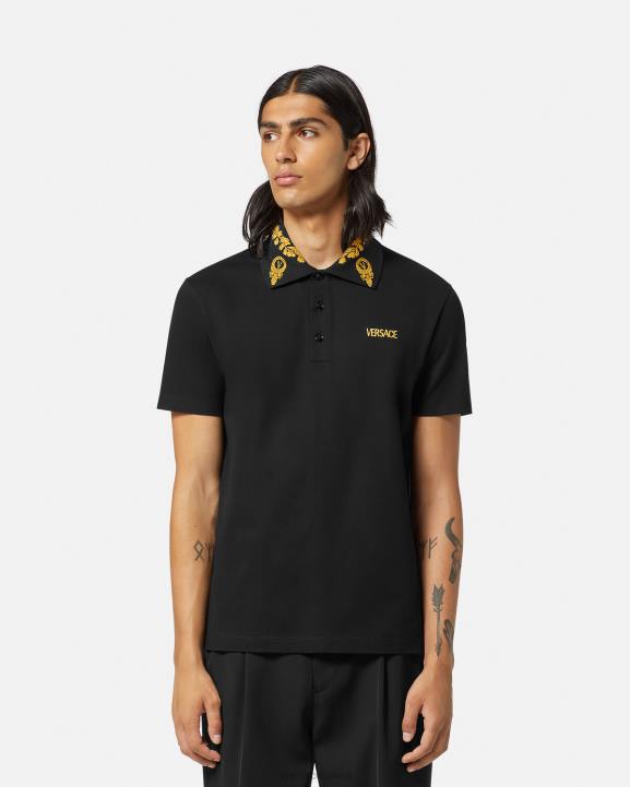 melns apģērbs Versace 806B1389 vīriešiem maschera baroka polo krekls