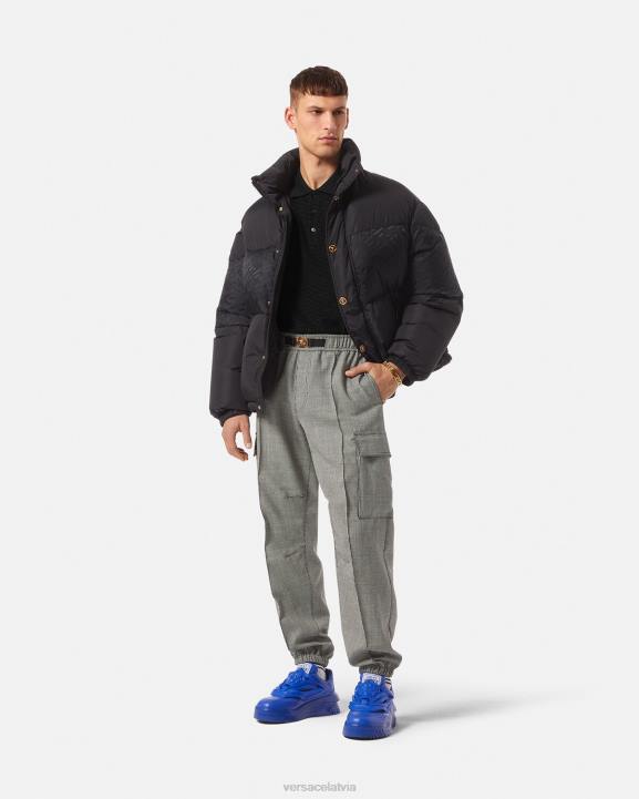 melns apģērbs Versace 806B1394 vīriešiem la greca polo krekls