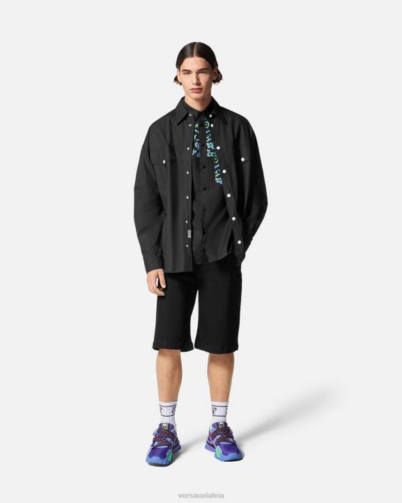 melns balts apģērbs Versace 806B2375 vīriešiem sketch couture krekls