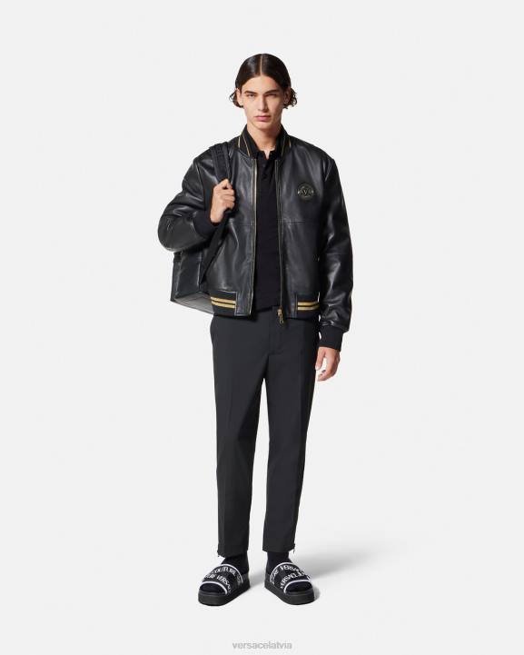 melns & zelts apģērbs Versace 806B2363 vīriešiem Polo krekls ar v-emblēmu