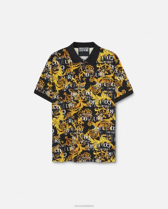 melns & zelts apģērbs Versace 806B2391 vīriešiem modes polo krekls ar logotipu