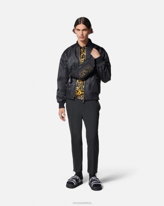 melns & zelts apģērbs Versace 806B2391 vīriešiem modes polo krekls ar logotipu