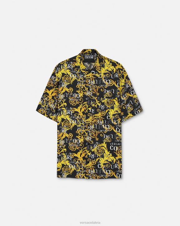 melns & zelts apģērbs Versace 806B2394 vīriešiem modes krekls ar logotipu