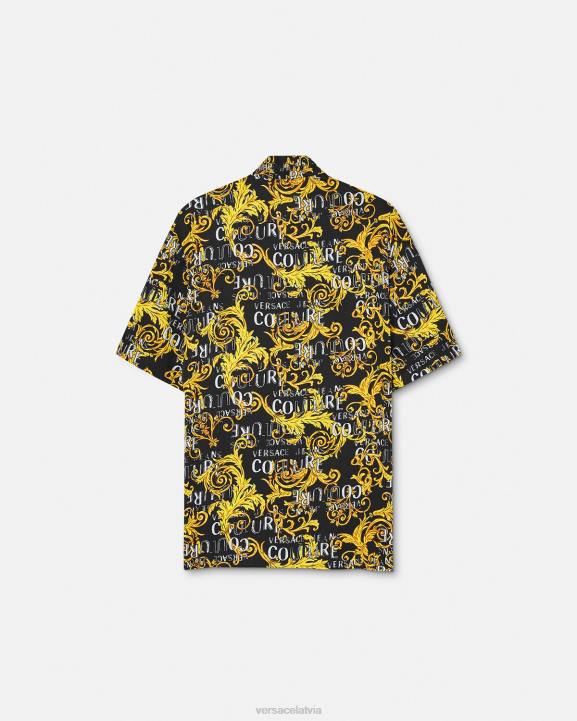 melns & zelts apģērbs Versace 806B2394 vīriešiem modes krekls ar logotipu