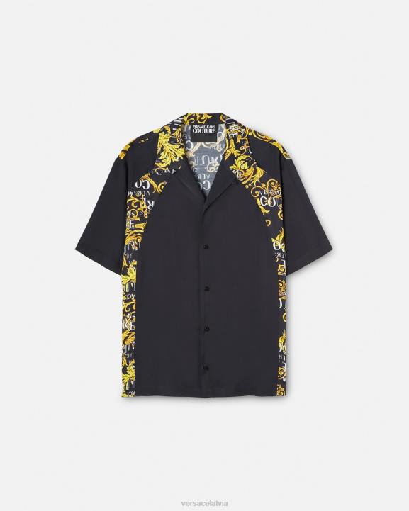 melns & zelts apģērbs Versace 806B2395 vīriešiem modes krekls ar logotipu