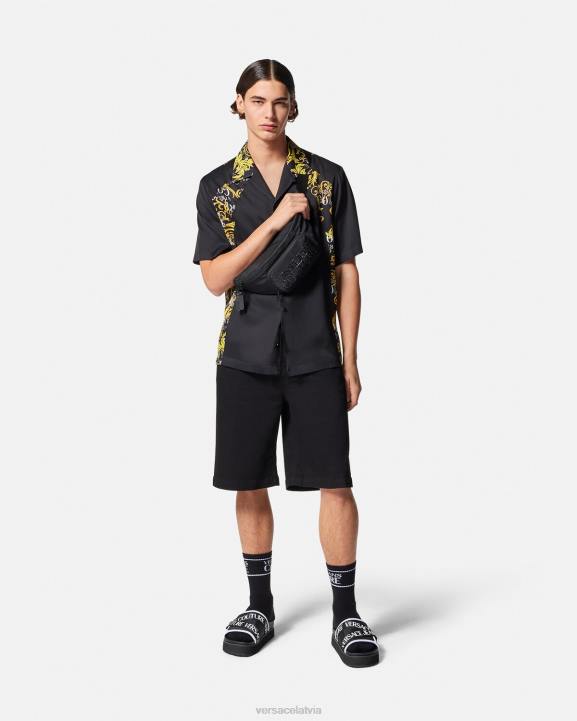 melns & zelts apģērbs Versace 806B2395 vīriešiem modes krekls ar logotipu