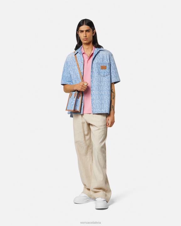 rozā apģērbs Versace 806B1365 vīriešiem jūras gliemežvāku baroka logotipa polo krekls