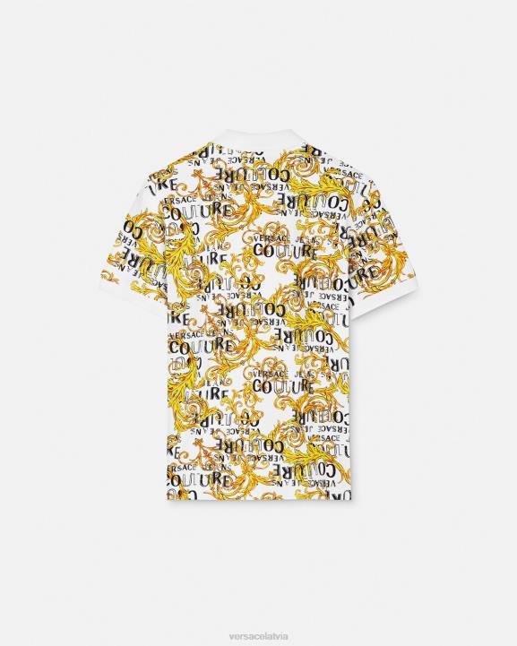 zelts un balts apģērbs Versace 806B2390 vīriešiem modes polo krekls ar logotipu