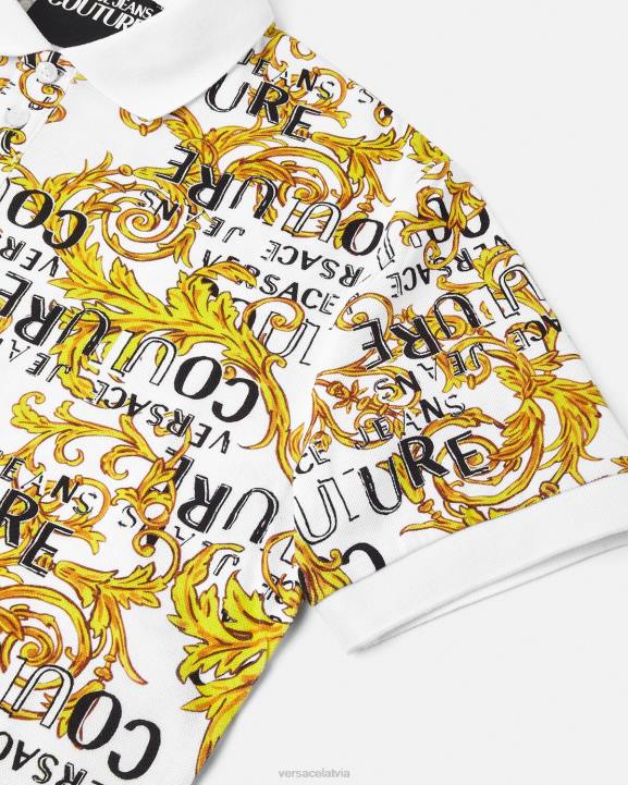 zelts un balts apģērbs Versace 806B2390 vīriešiem modes polo krekls ar logotipu