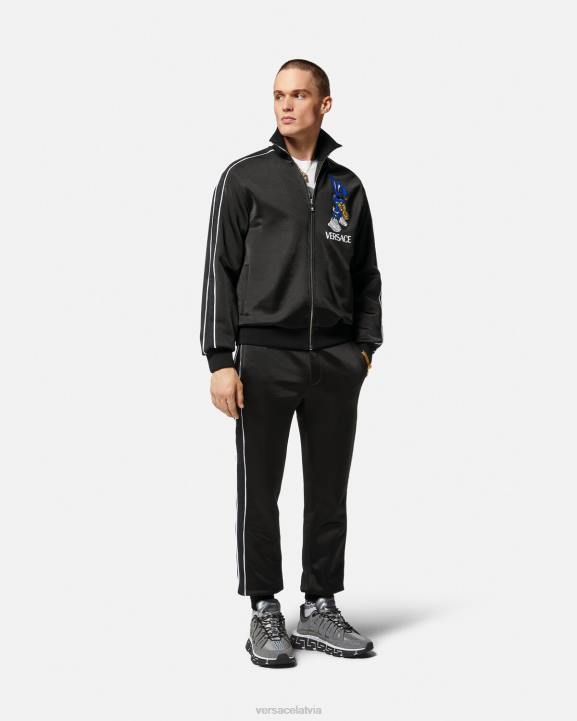 melns apģērbs Versace 806B1418 vīriešiem pavasara festivāla zaķa sporta krekls