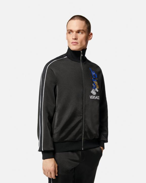 melns apģērbs Versace 806B1418 vīriešiem pavasara festivāla zaķa sporta krekls