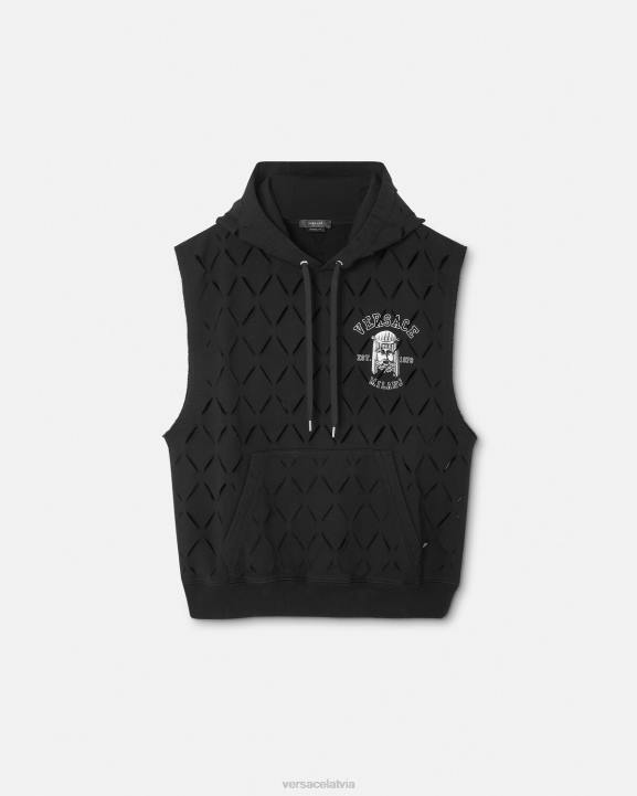 melns apģērbs Versace 806B1423 vīriešiem griezta la maschera logotipa kapuce