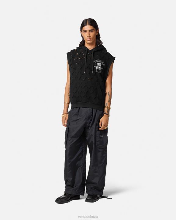melns apģērbs Versace 806B1423 vīriešiem griezta la maschera logotipa kapuce