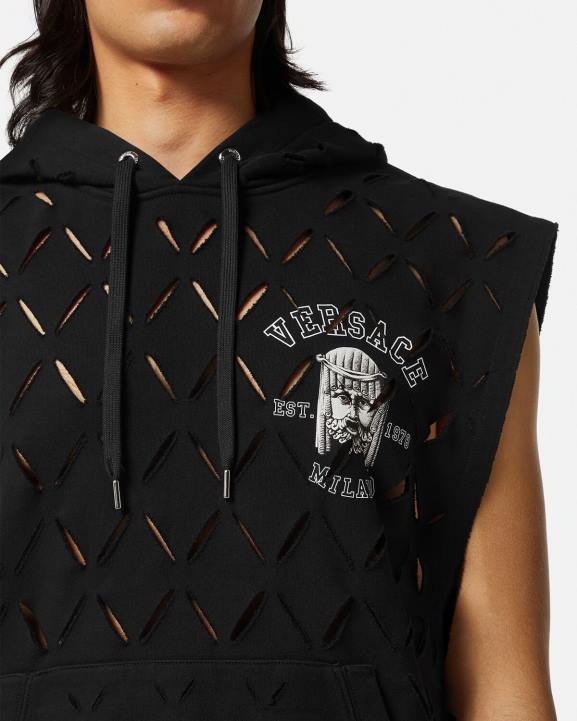 melns apģērbs Versace 806B1423 vīriešiem griezta la maschera logotipa kapuce