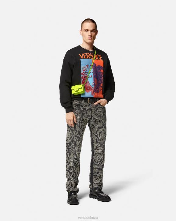 melns apģērbs Versace 806B1428 vīriešiem Medusa grafikas sporta krekls