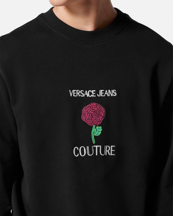 melns apģērbs Versace 806B2379 vīriešiem rožu logotipa sporta krekls