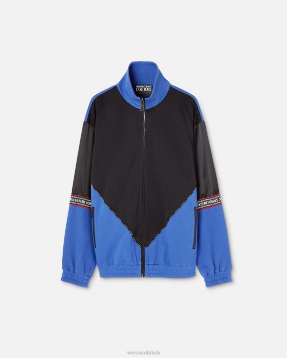 melns apģērbs Versace 806B2409 vīriešiem logotipa rāvējslēdzēja sporta krekls