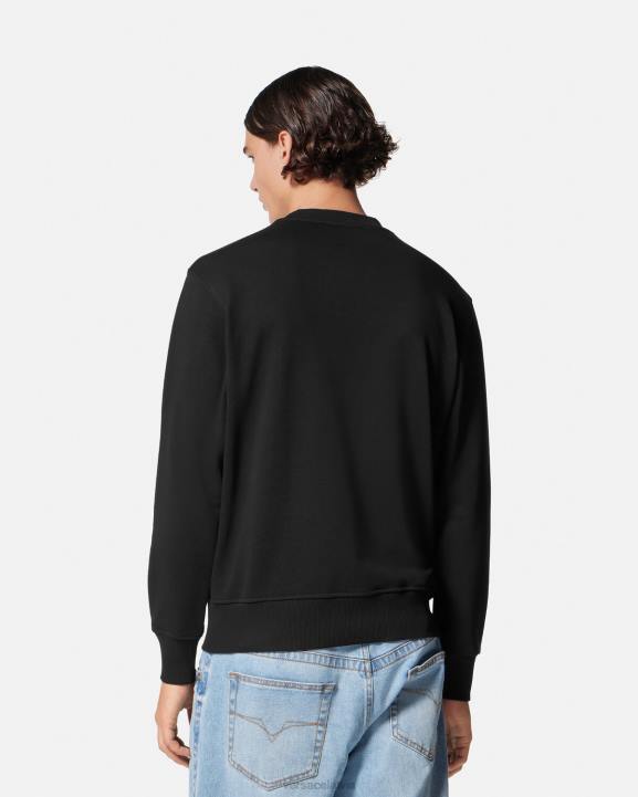 melns apģērbs Versace 806B2411 vīriešiem V veida emblēmas sporta krekls