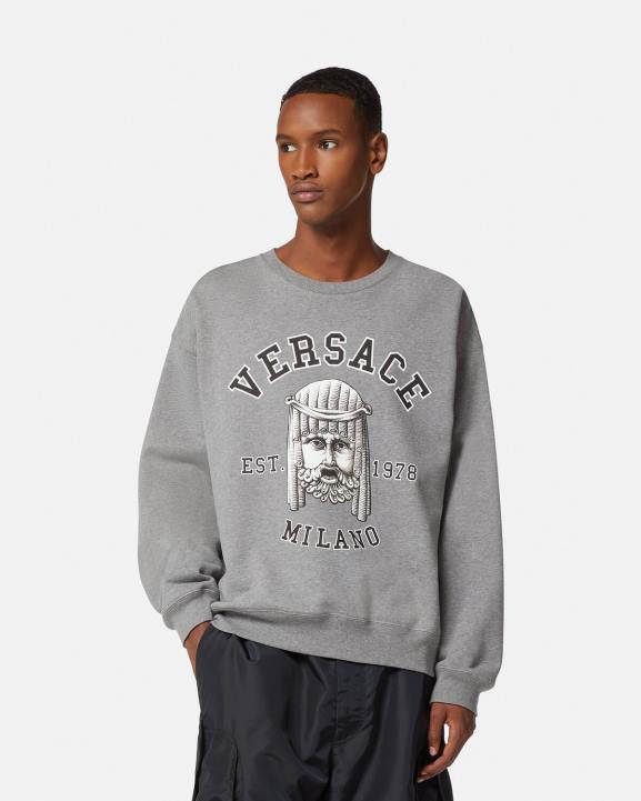 pelēks apģērbs Versace 806B1415 vīriešiem la maschera logotipa sporta krekls