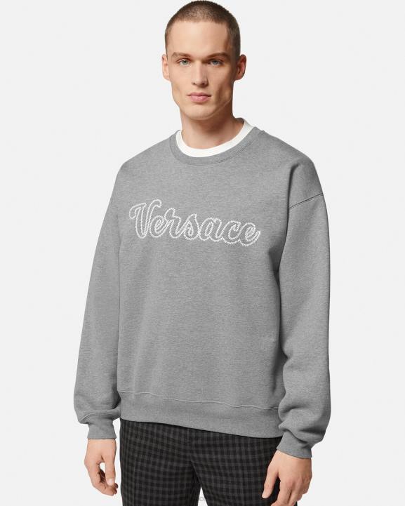 pelēks apģērbs Versace 806B1424 vīriešiem augstskolas logo sporta krekls