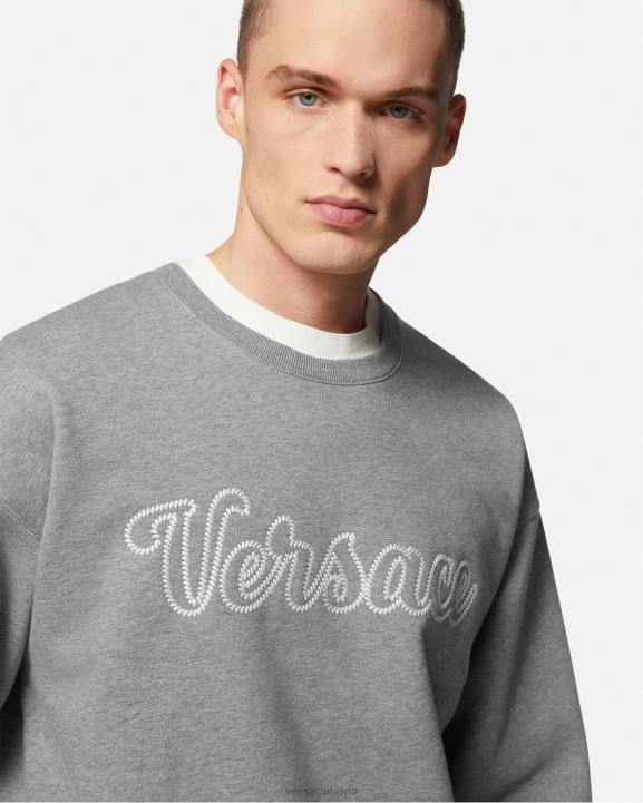 pelēks apģērbs Versace 806B1424 vīriešiem augstskolas logo sporta krekls