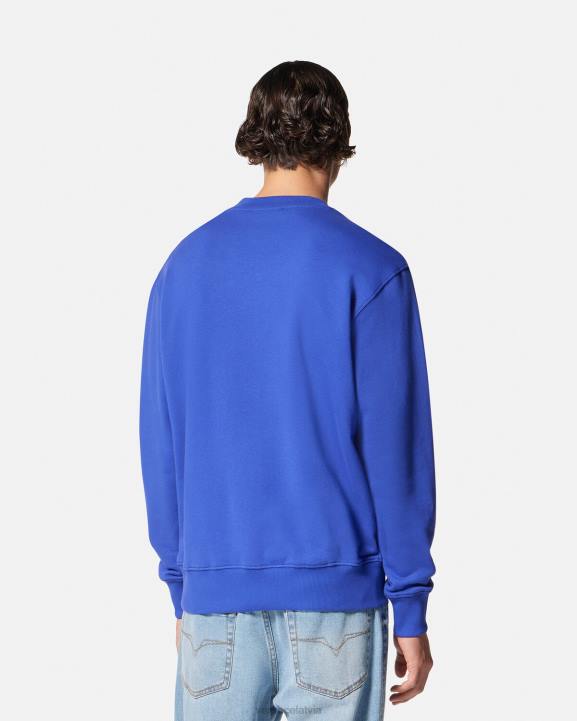 zile apģērbs Versace 806B2413 vīriešiem izšūts džemperis ar v-emblēmu