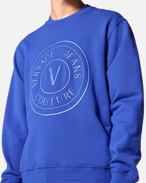 zile apģērbs Versace 806B2413 vīriešiem izšūts džemperis ar v-emblēmu