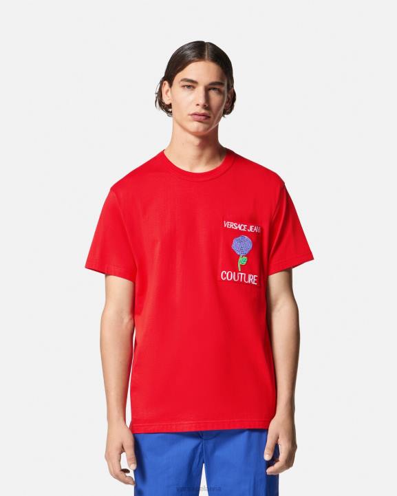 apelsīns apģērbs Versace 806B2373 vīriešiem T-krekls ar rozes logotipu