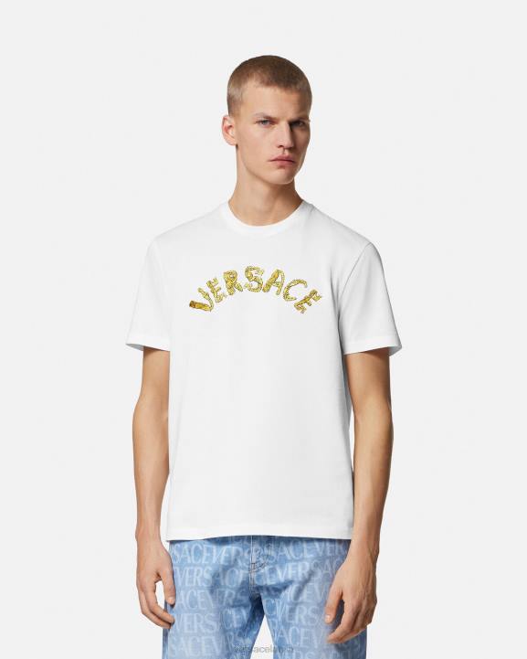 balts apģērbs Versace 806B1360 vīriešiem jūras gliemežvāku baroka logo t-krekls