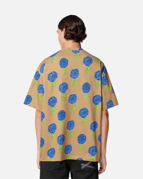 brūns apģērbs Versace 806B2371 vīriešiem rozes t-krekls