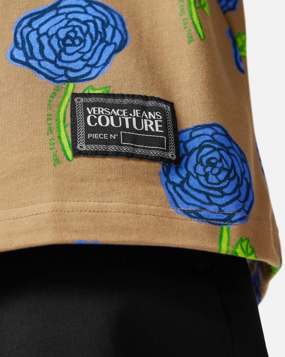 brūns apģērbs Versace 806B2371 vīriešiem rozes t-krekls