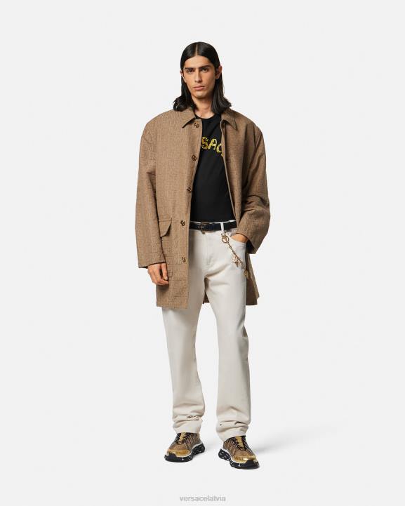 melns apģērbs Versace 806B1359 vīriešiem jūras gliemežvāku baroka logo t-krekls