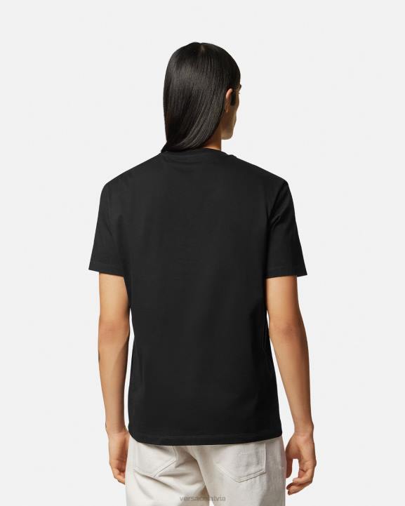 melns apģērbs Versace 806B1359 vīriešiem jūras gliemežvāku baroka logo t-krekls