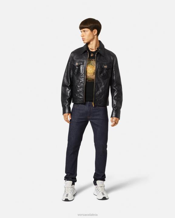 melns apģērbs Versace 806B1374 vīriešiem medūzas kristāla t-krekls