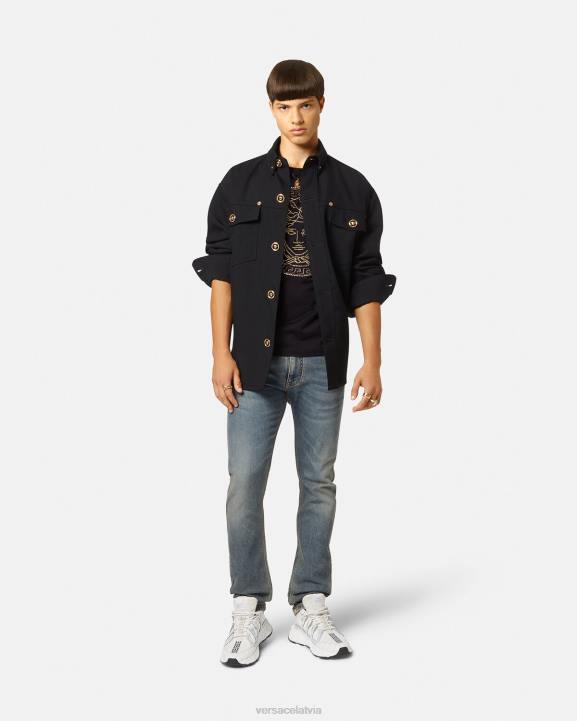 melns apģērbs Versace 806B1377 vīriešiem izrotāts medūzas logo t-krekls