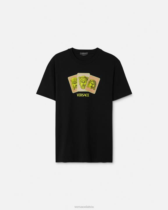 melns apģērbs Versace 806B1382 vīriešiem le maschere t-krekls