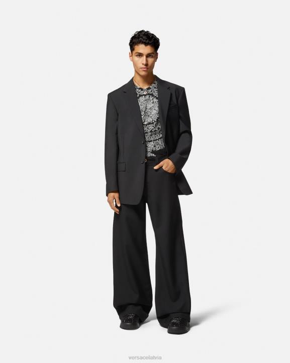 melns apģērbs Versace 806B1392 vīriešiem baroka silueta t-krekls