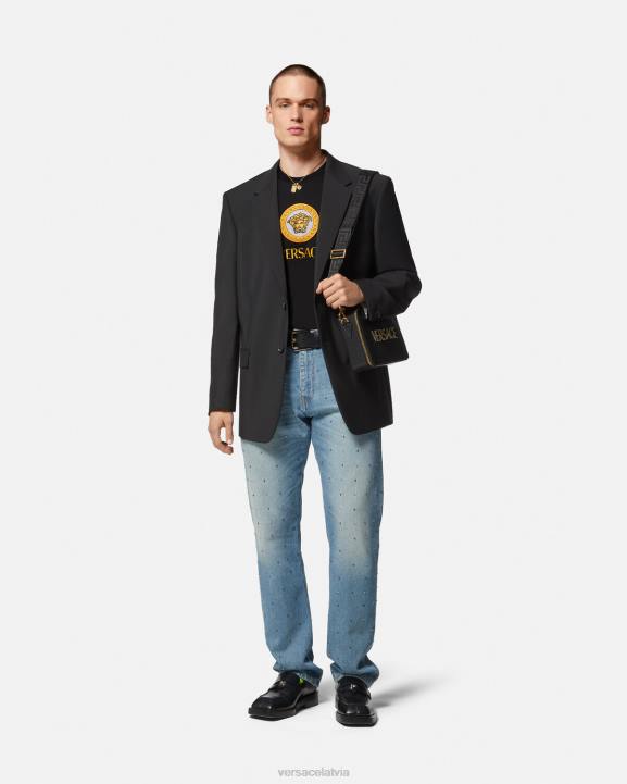 melns apģērbs Versace 806B1399 vīriešiem izšūts medūzas logo t-krekls