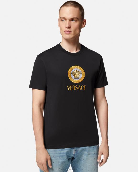 melns apģērbs Versace 806B1399 vīriešiem izšūts medūzas logo t-krekls