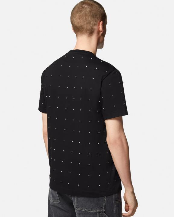 melns apģērbs Versace 806B1402 vīriešiem baroka kristāla režģa t-krekls