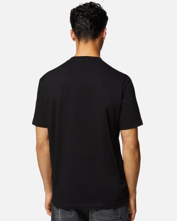 melns apģērbs Versace 806B1404 vīriešiem izšūts augstskolas logo t-krekls