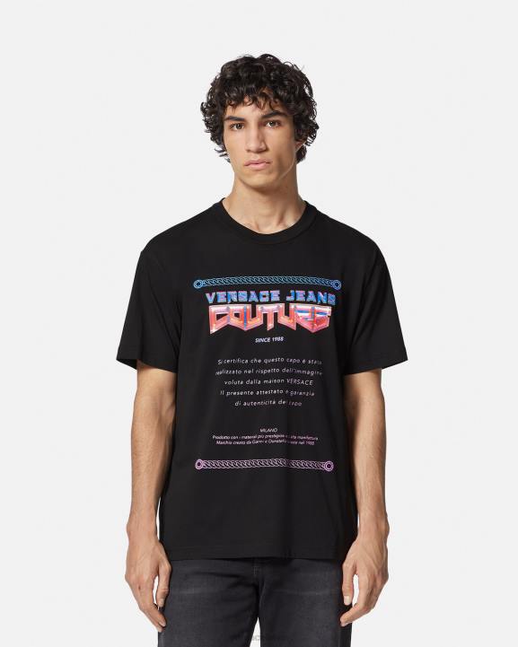melns apģērbs Versace 806B2368 vīriešiem garantijas logotipa t-krekls